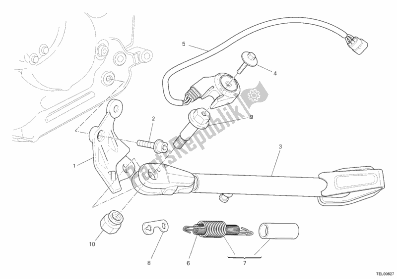 All parts for the Side Stand of the Ducati Monster 696 ABS USA 2012